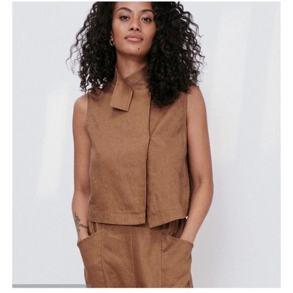 lunya Tops - Lunya Woven Linen Sleeveless Shirt Tank in Brown Size Medium NWT